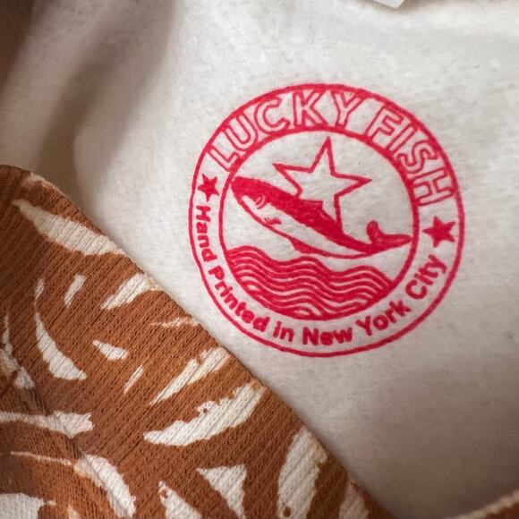 Lucky Fish x Earthleisure Hand-Printed Brown & White Graphic Sweatshirt | Large - Picture 4 of 6